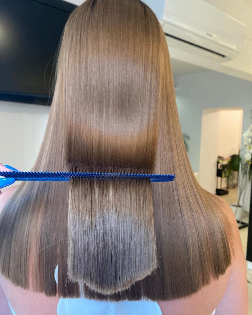 Zabieg keratynowy na włosach szatynowych, M&K Creative Studio, Kraków